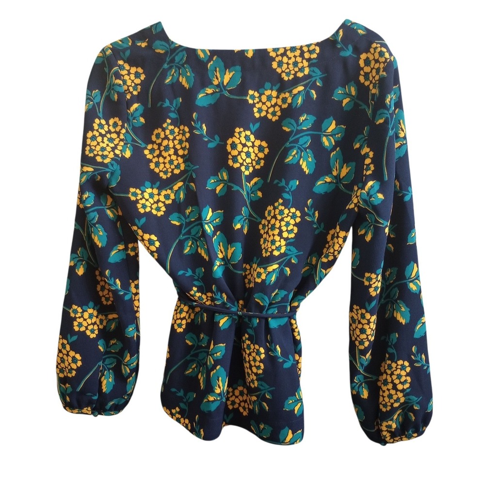 J. Crew Faux Wrap Blouse Floral Long Sleeve Career Office Wear Size‎ Small - Picture 2 of 5